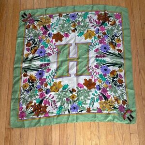 Zara Green Floral Silk Scarf Letter collection
